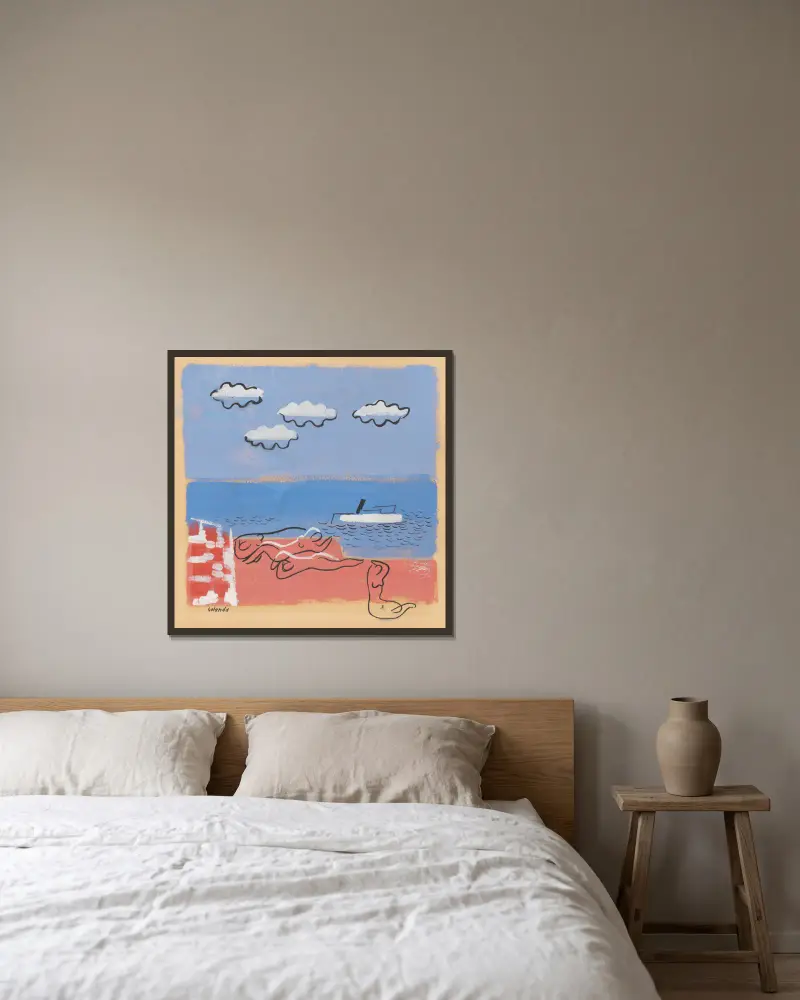 Na plaży, Mikuláš Galanda w ramie na ścianie