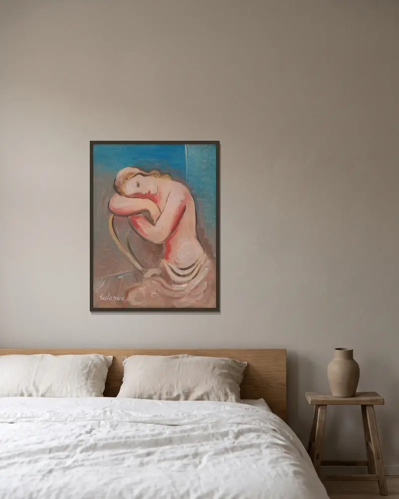 Sedící model, Mikuláš Galanda v rámu na stěně
