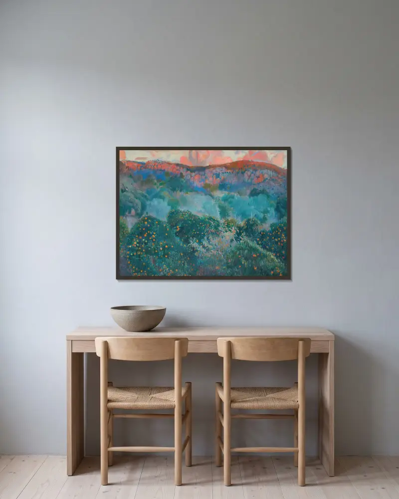 Sóller, Mallorca von Joaquin Mir Trinxet gerahmt an einer Wand