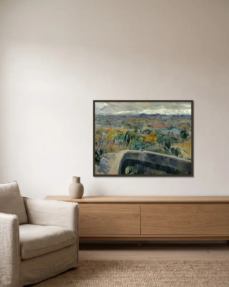 Der neue Teich von Joaquin Mir Trinxet gerahmt an einer Wand