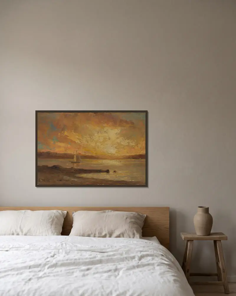 Loď na moři, Edward Mitchell Bannister v rámu na stěně