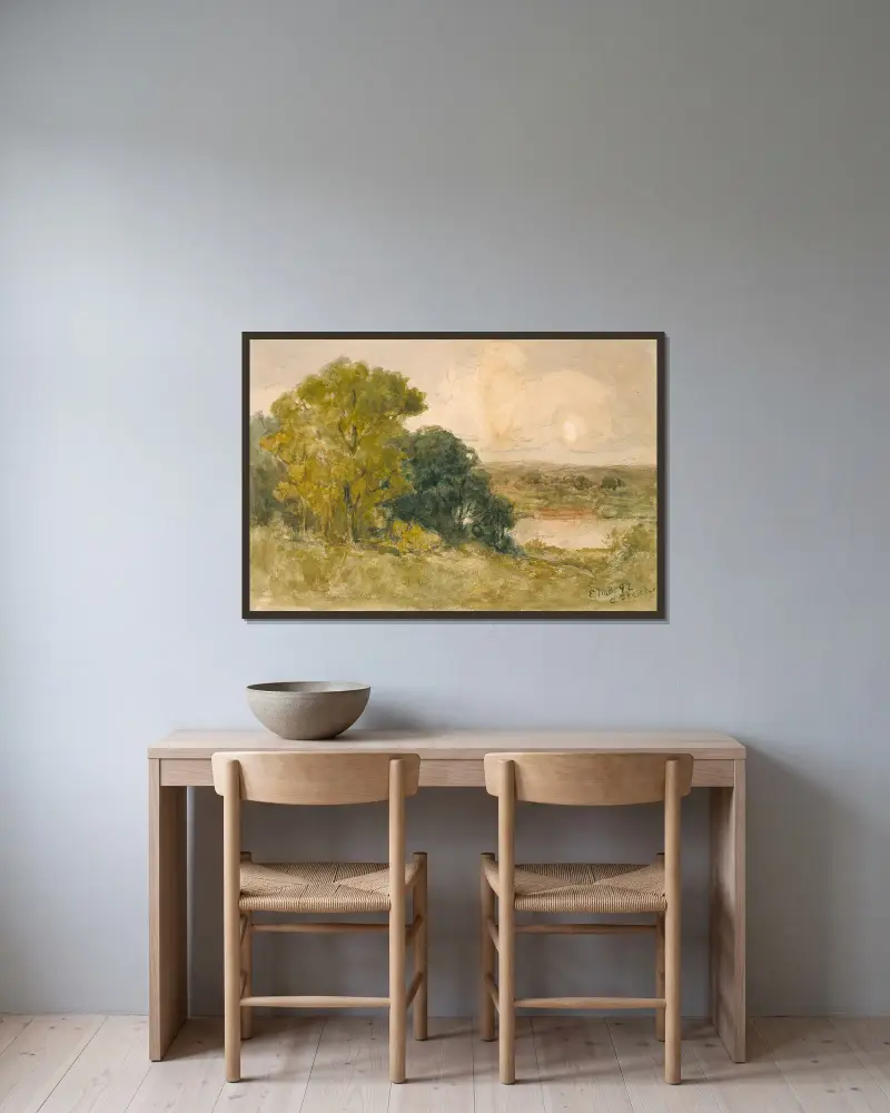 On the Seekonk av Edward Mitchell Bannister inramad på en vägg