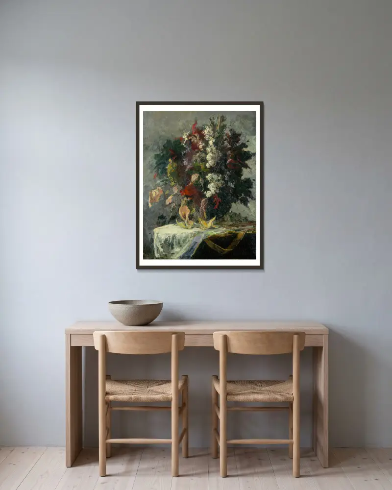 Untitled (floral still life) – nr 1 av Edward Mitchell Bannister inramad på en vägg