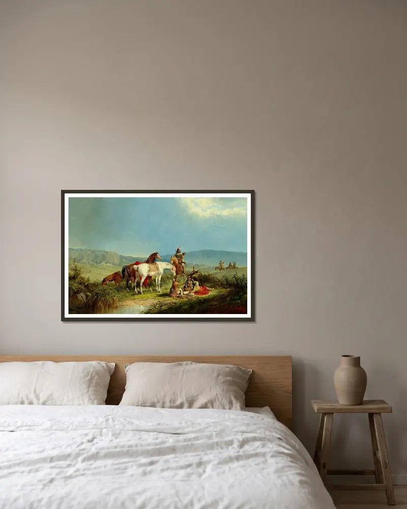 Indianer beim Kartenspiel von John Mix Stanley gerahmt an einer Wand