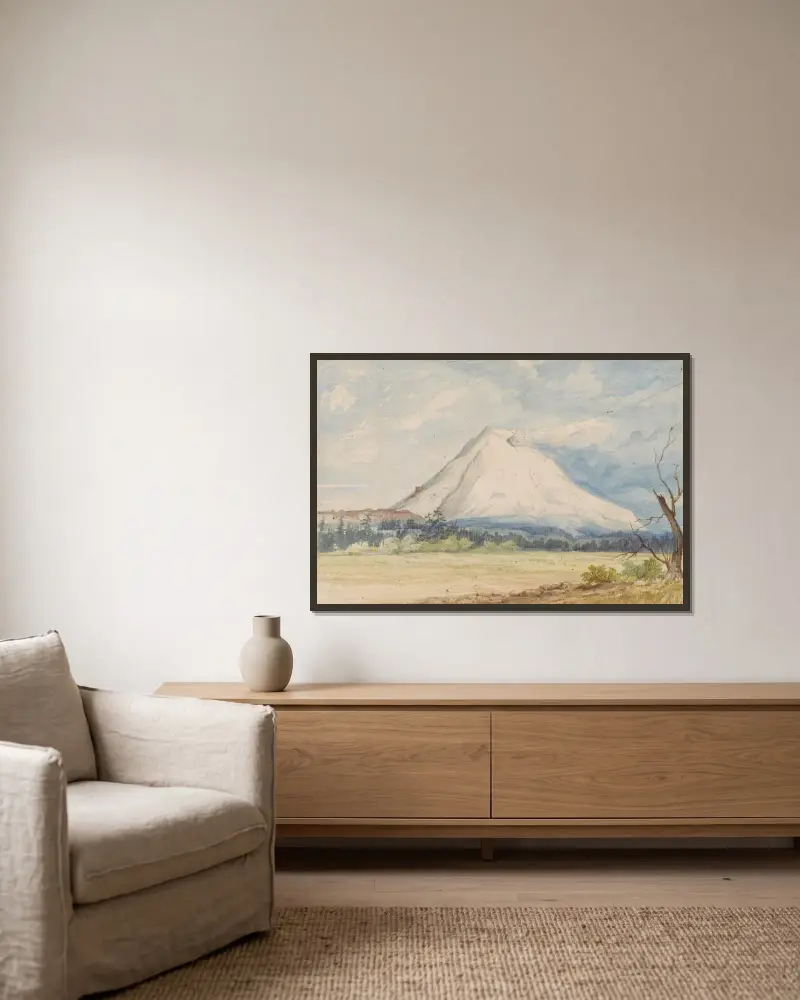 Mount Rainier von der Nähe von Steilacoom aus gesehen von John Mix Stanley gerahmt an einer Wand