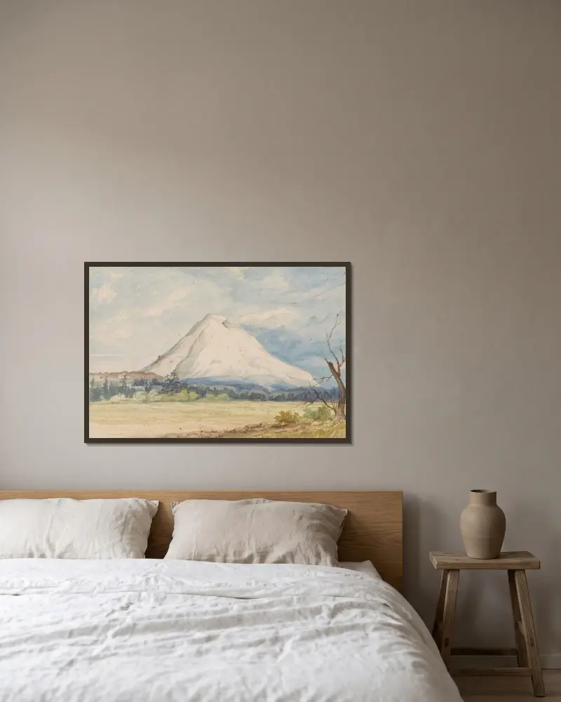 Mount Rainier von der Nähe von Steilacoom aus gesehen von John Mix Stanley gerahmt an einer Wand