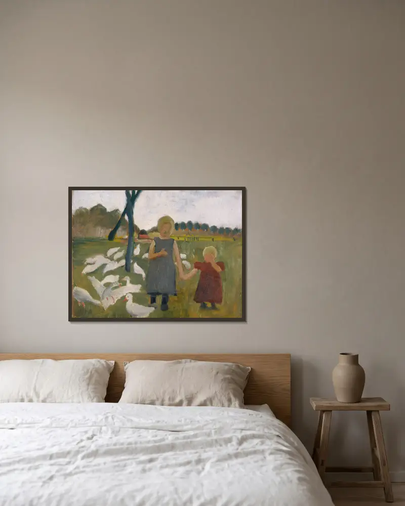 Děti s husami, Paula Modersohn-Becker v rámu na stěně