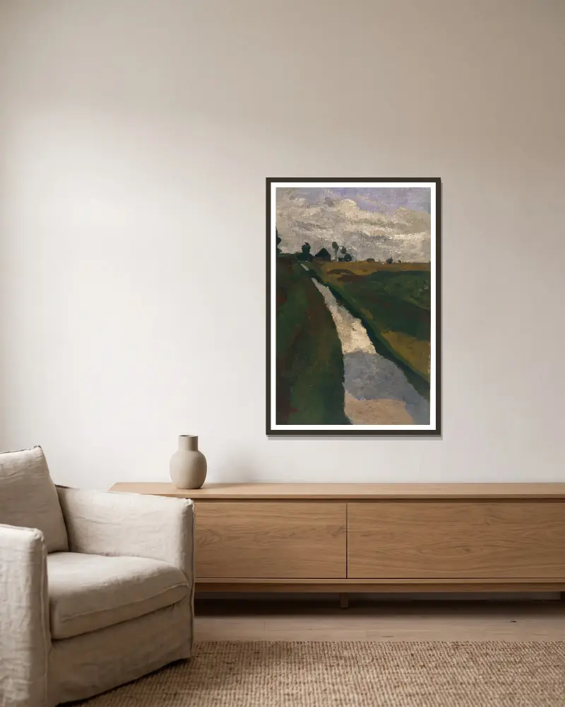 Moorkanal von Paula Modersohn-Becker gerahmt an einer Wand