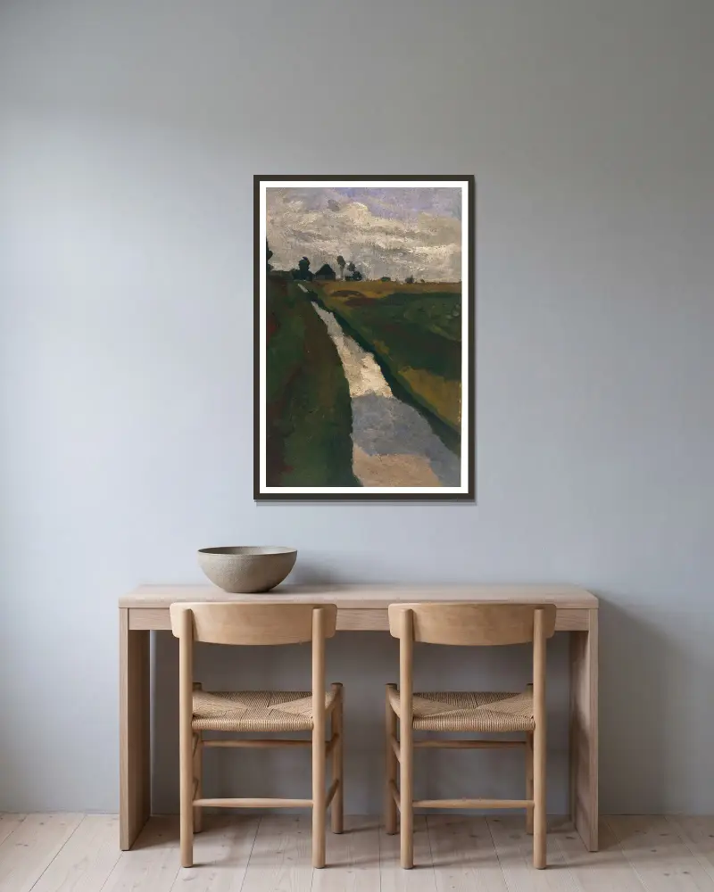 Moorkanal von Paula Modersohn-Becker gerahmt an einer Wand