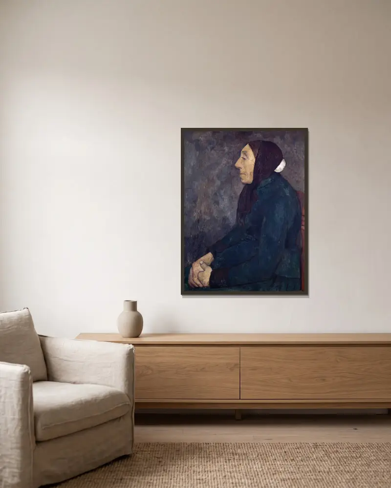 Sitting Old Peasant Woman av Paula Modersohn-Becker inramad på en vägg