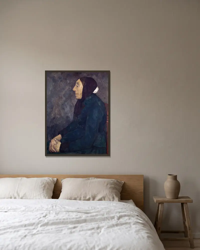 Sitting Old Peasant Woman av Paula Modersohn-Becker inramad på en vägg