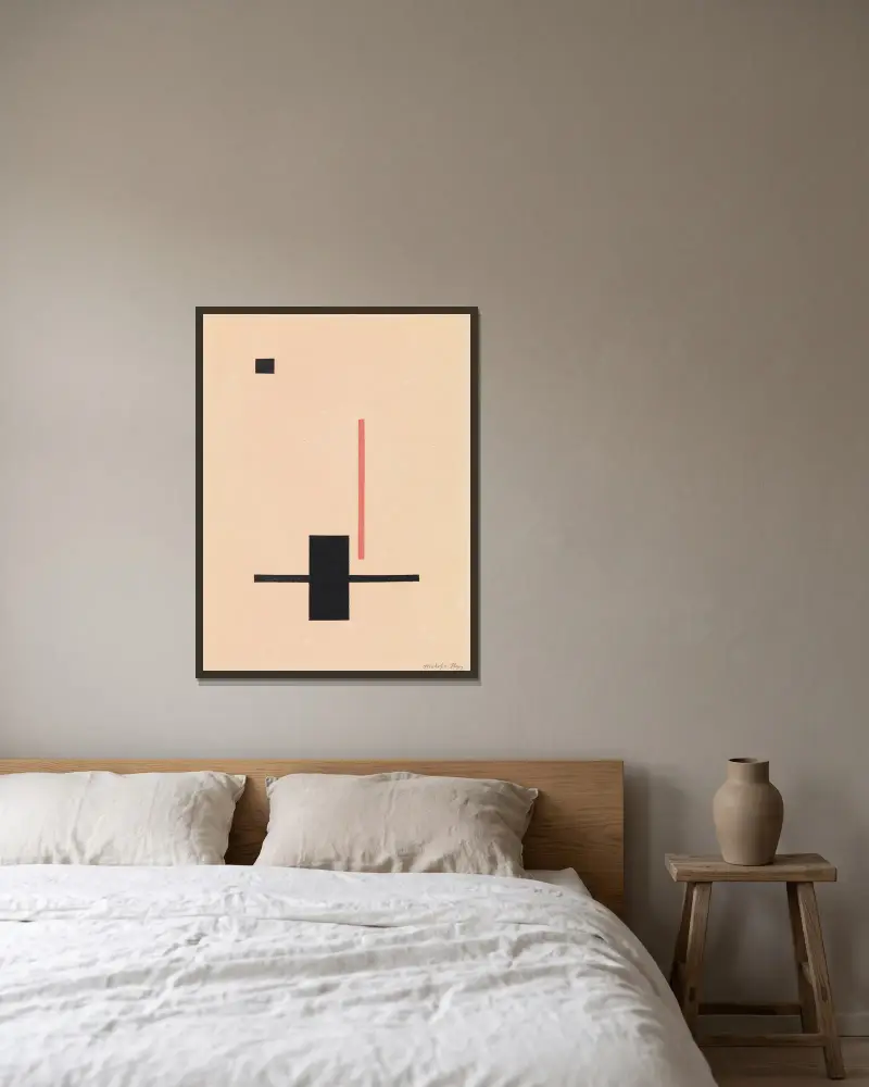 Composition av László Moholy-Nagy inramad på en vägg