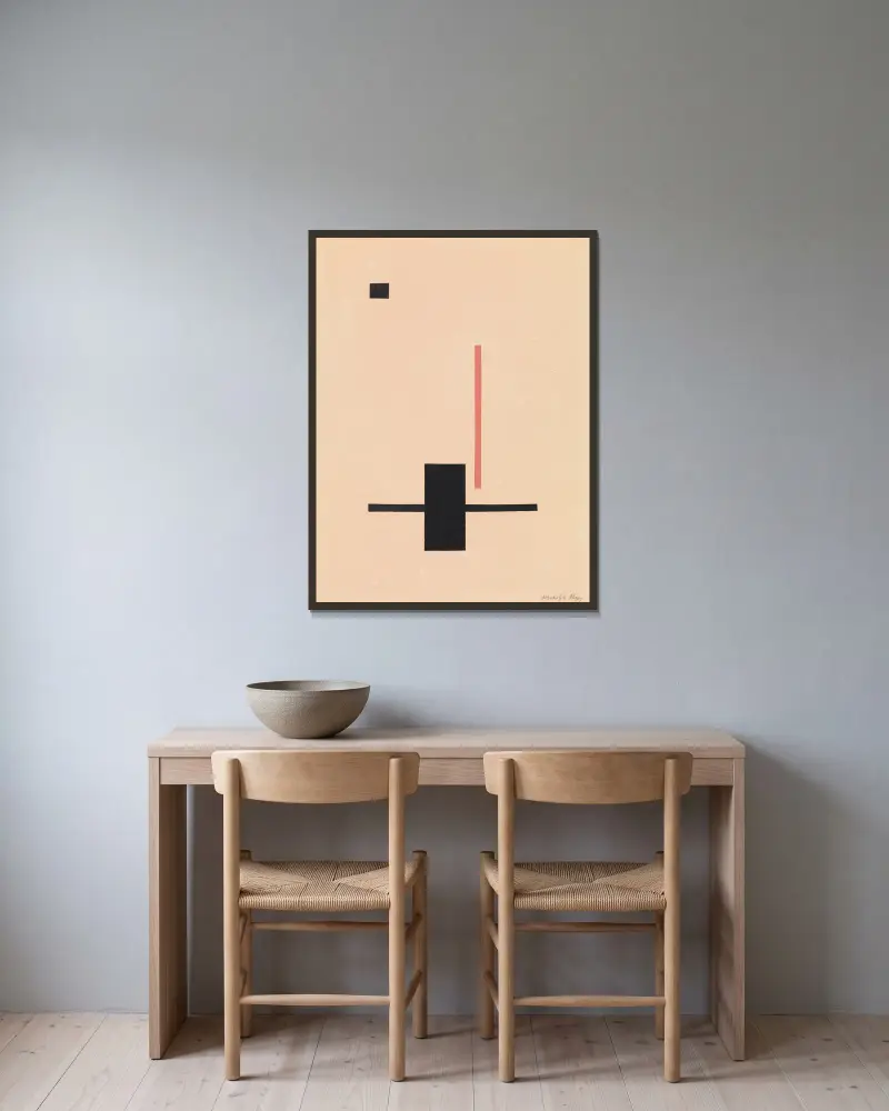 Composition av László Moholy-Nagy inramad på en vägg
