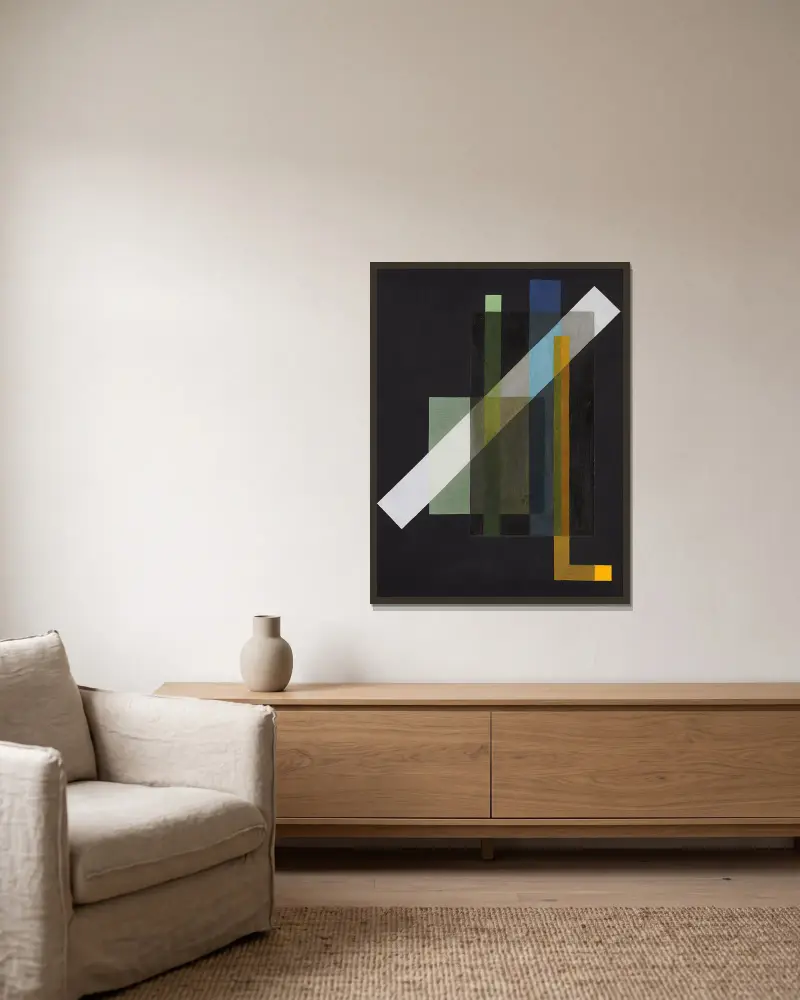 Konstrukce, 1924, László Moholy-Nagy v rámu na stěně