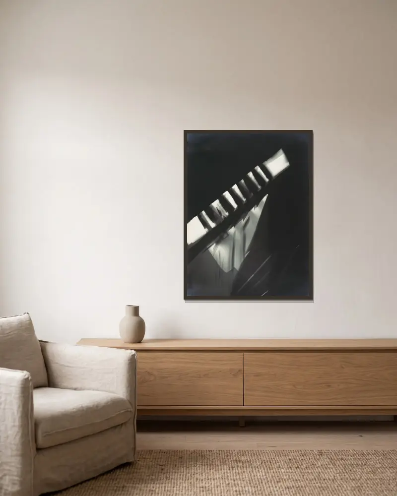 Fotogram, 1925 – Nr. 1, László Moholy-Nagy v rámu na stěně