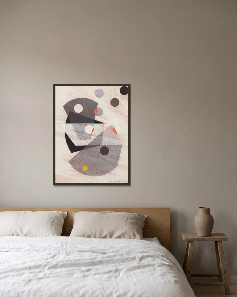 Grey Overlappings av László Moholy-Nagy inramad på en vägg
