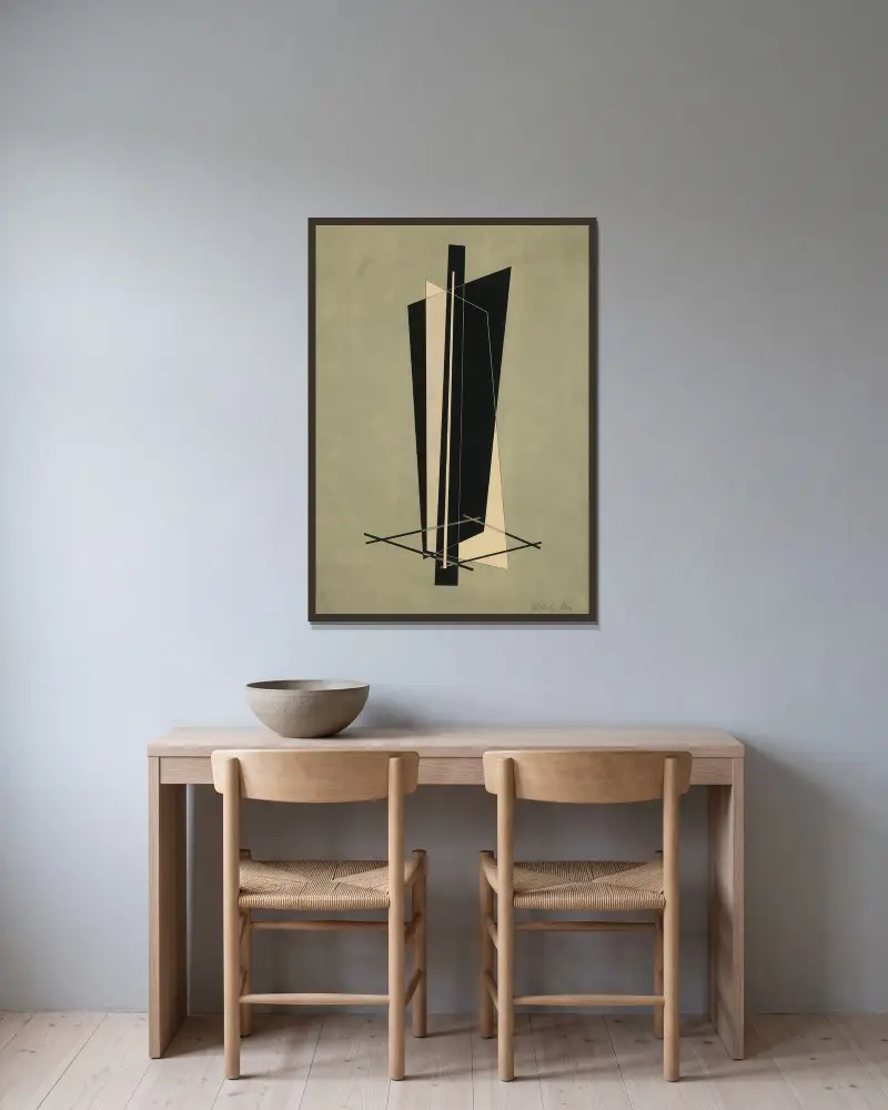 Kestnermappen; Kompozice, 1922 – Nr. 1, László Moholy-Nagy v rámu na stěně