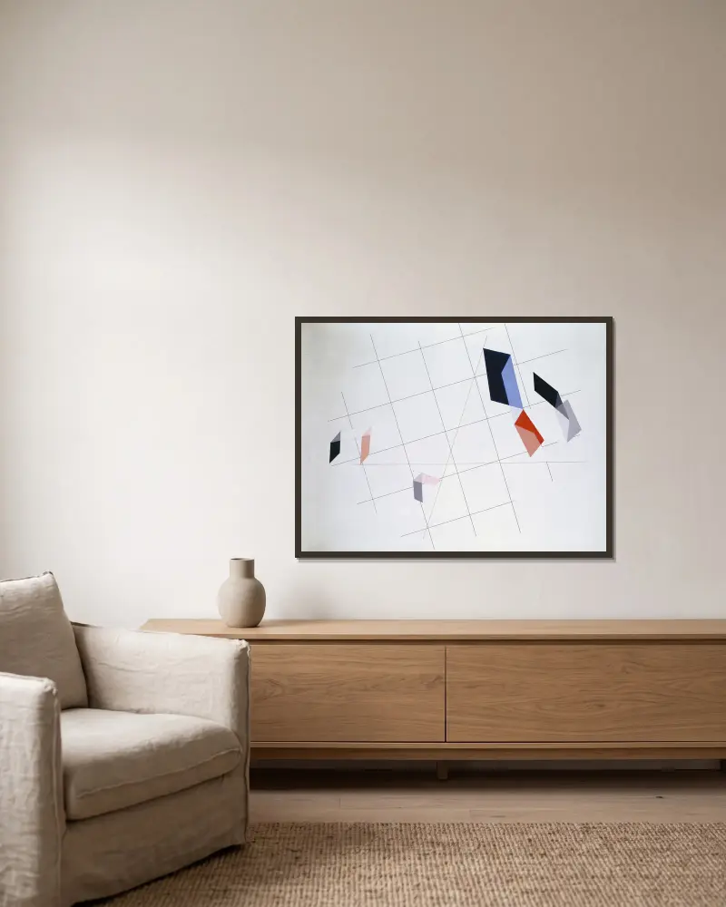 L IV von László Moholy-Nagy gerahmt an einer Wand