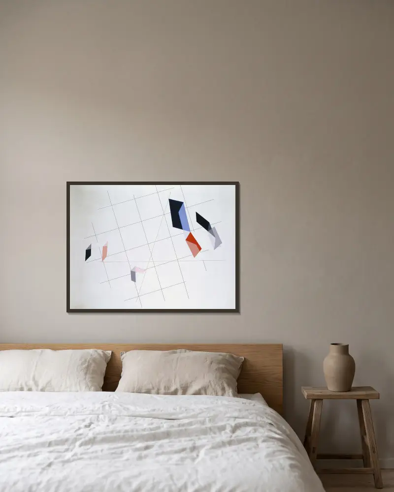 L IV von László Moholy-Nagy gerahmt an einer Wand