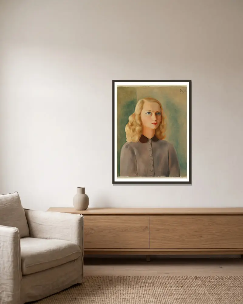 Porträt der Madame Julien Duvivier von Moïse Kisling gerahmt an einer Wand