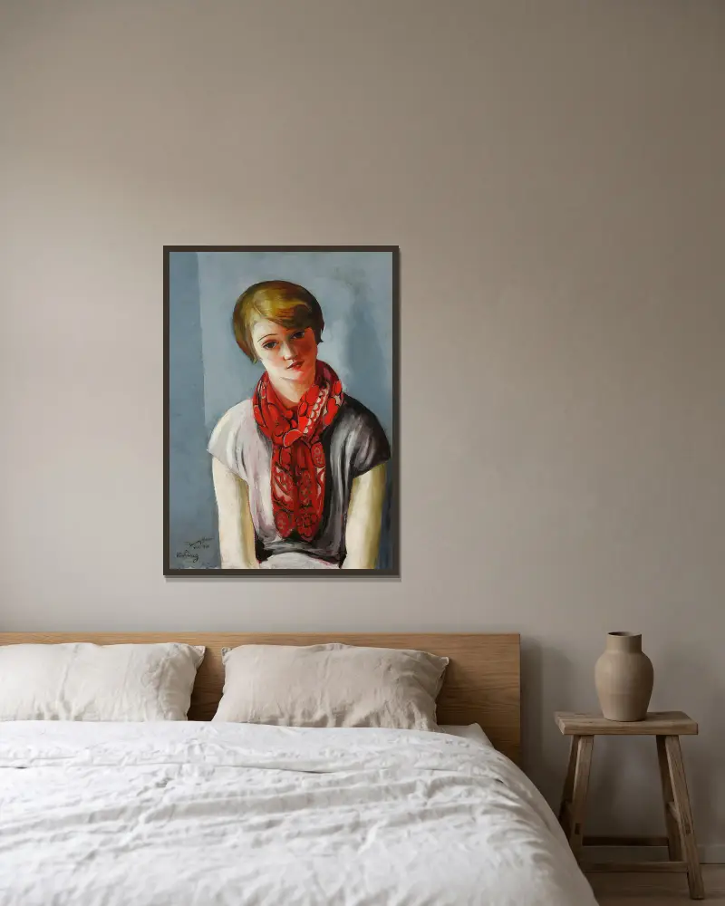 Porträt eines jungen Mädchens von Moïse Kisling gerahmt an einer Wand