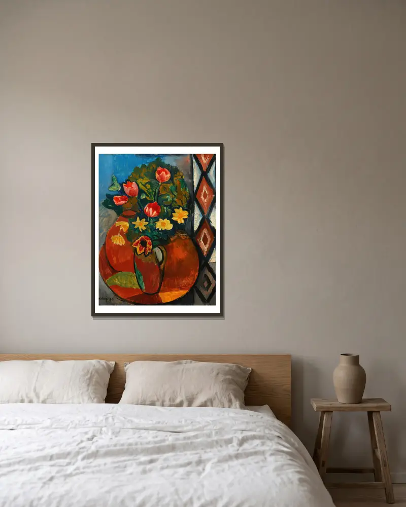 Tulipes et narcisses av Moïse Kisling inramad på en vägg