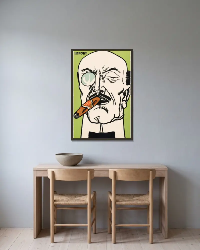 Import, Moriz Jung v rámu na stěně