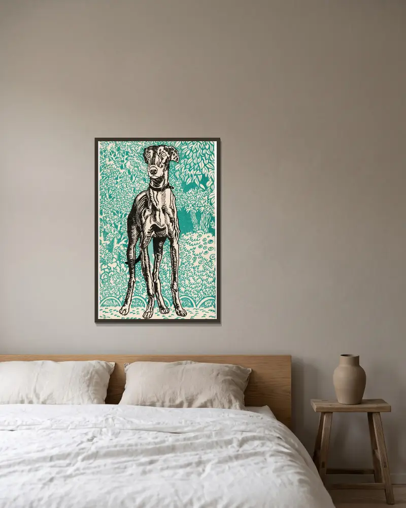 Nr. 678: Chrt (Greyhound), Moriz Jung v rámu na stěně