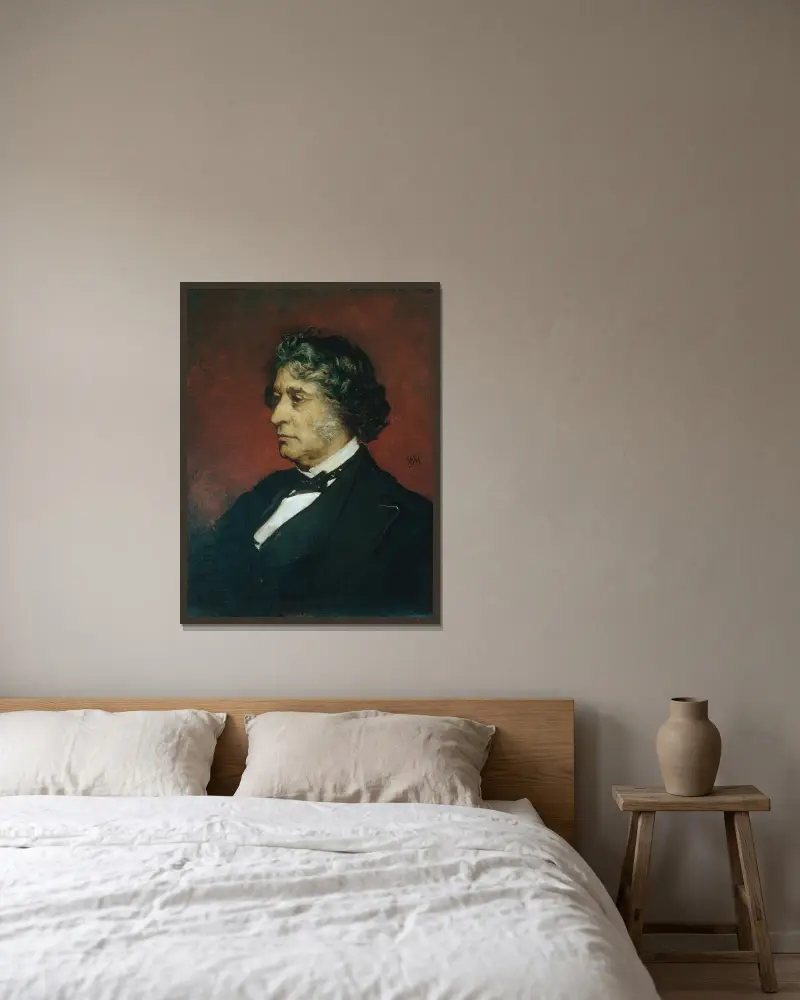 Charles Sumner av William Morris Hunt inramad på en vägg