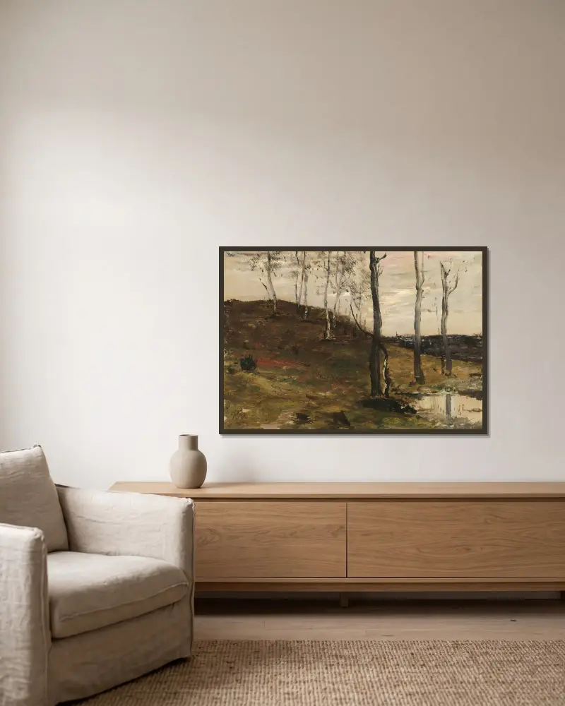 Hang mit Bäumen von William Morris Hunt gerahmt an einer Wand
