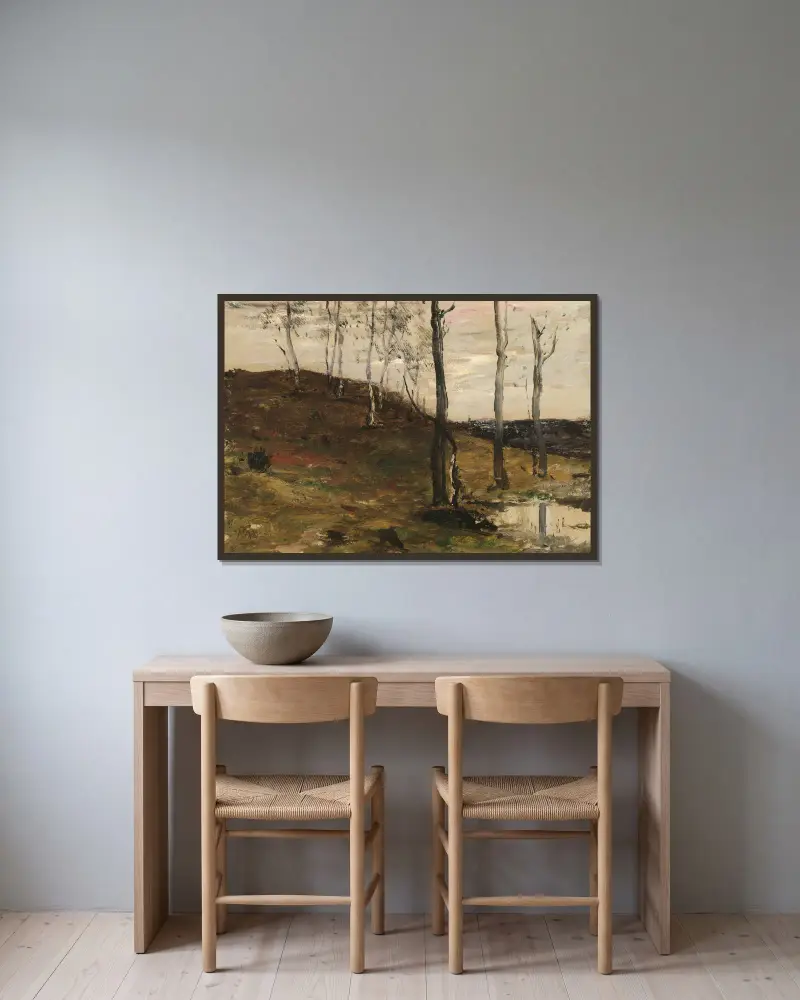 Hang mit Bäumen von William Morris Hunt gerahmt an einer Wand