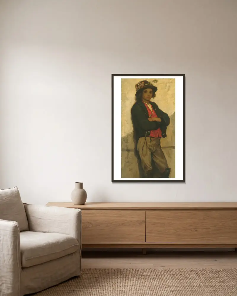 Italský chlapec, William Morris Hunt v rámu na stěně
