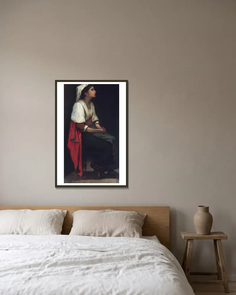 Italienisches Mädchen von William Morris Hunt gerahmt an einer Wand