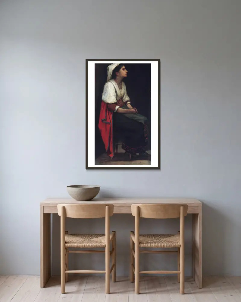 Italienisches Mädchen von William Morris Hunt gerahmt an einer Wand