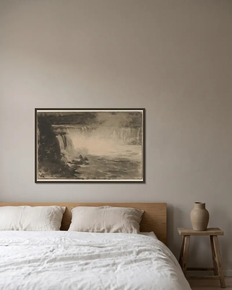 Niagara Falls av William Morris Hunt inramad på en vägg