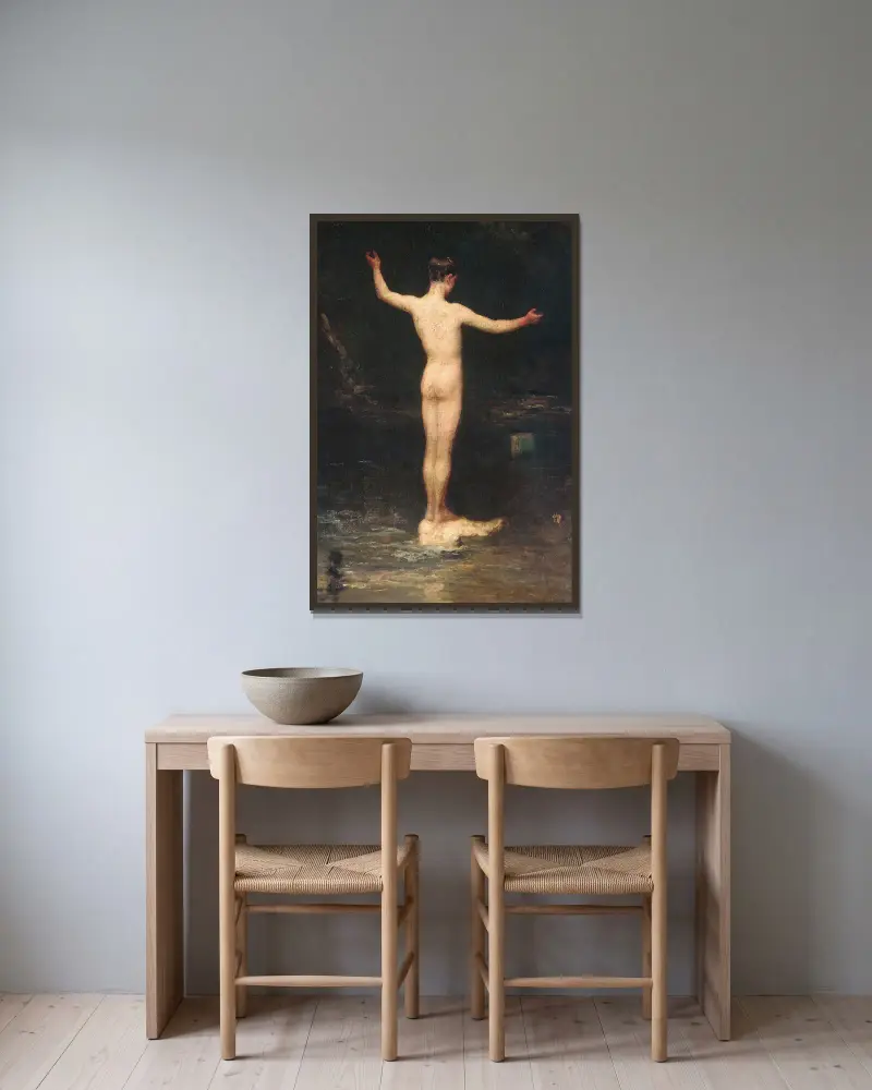 The Bathers av William Morris Hunt inramad på en vägg