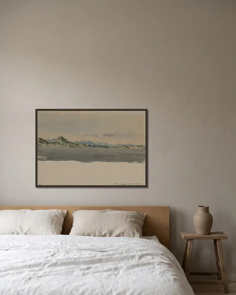 Sturmende, norwegischer Fjord von Muirhead Bone gerahmt an einer Wand
