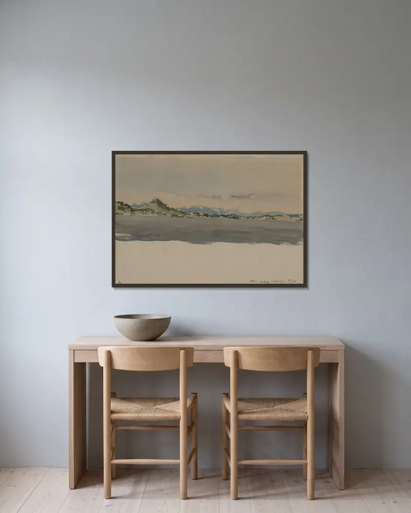 Sturmende, norwegischer Fjord von Muirhead Bone gerahmt an einer Wand