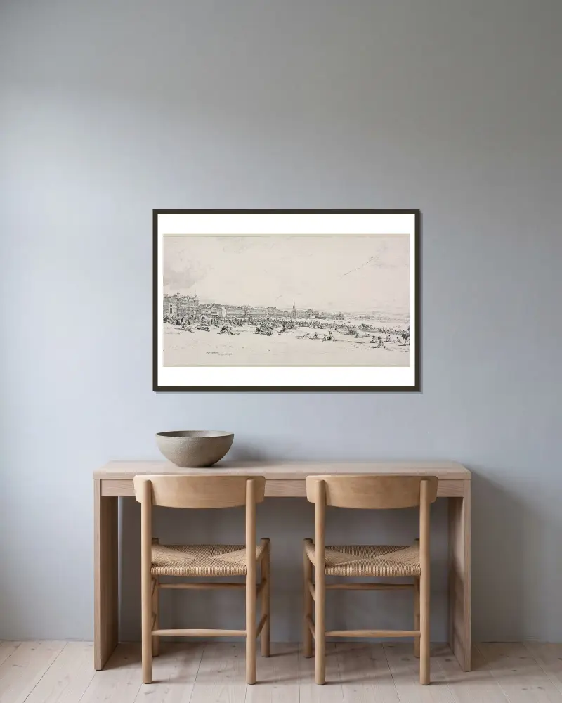 Weymouth Bay, The High Season av Muirhead Bone inramad på en vägg