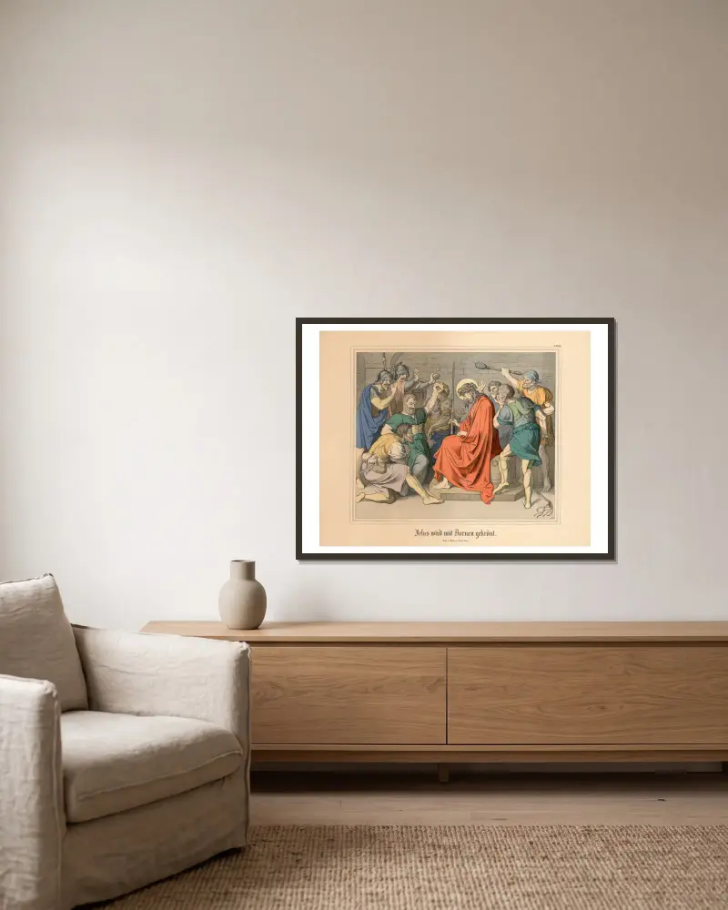 Jesus wird mit Dornen gekrönt von Johann Nepomuk Heinemann gerahmt an einer Wand