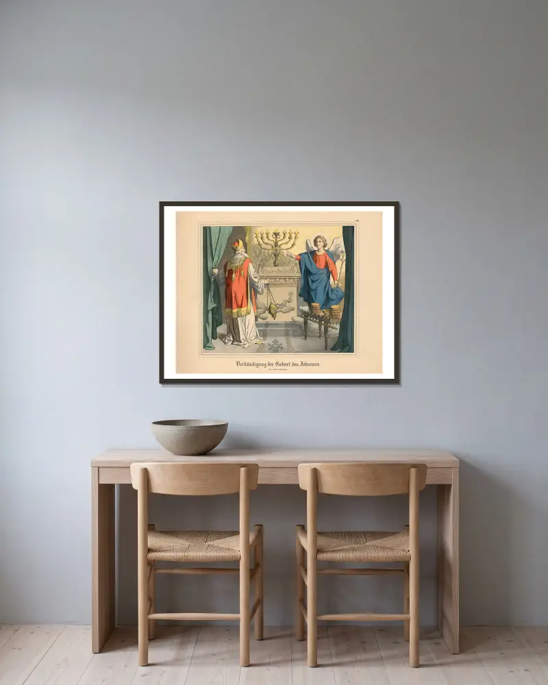 Zwiastowanie narodzin Jana, Johann Nepomuk Heinemann w ramie na ścianie