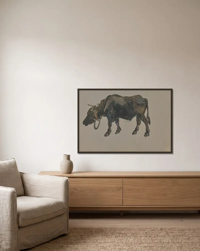 A buffalo. – nr 1 av Johann Nepomuk Rauch inramad på en vägg