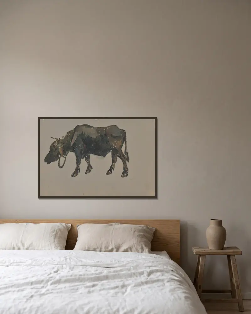 A buffalo. – nr 1 av Johann Nepomuk Rauch inramad på en vägg