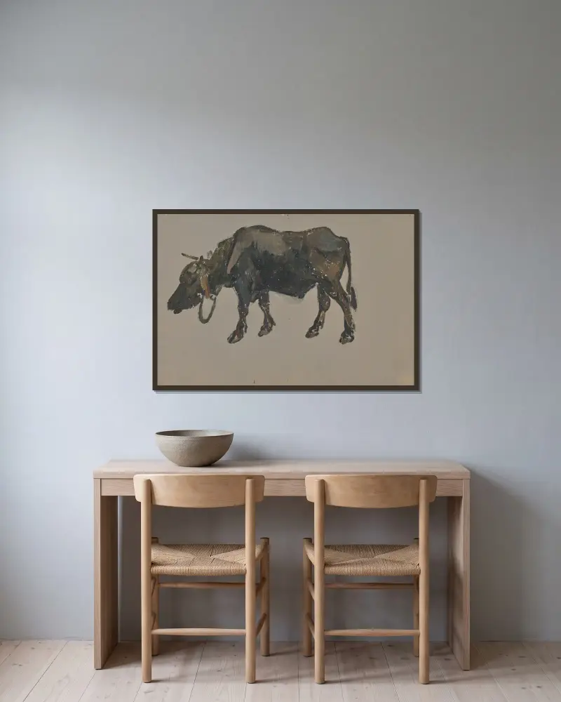 A buffalo. – nr 1 av Johann Nepomuk Rauch inramad på en vägg