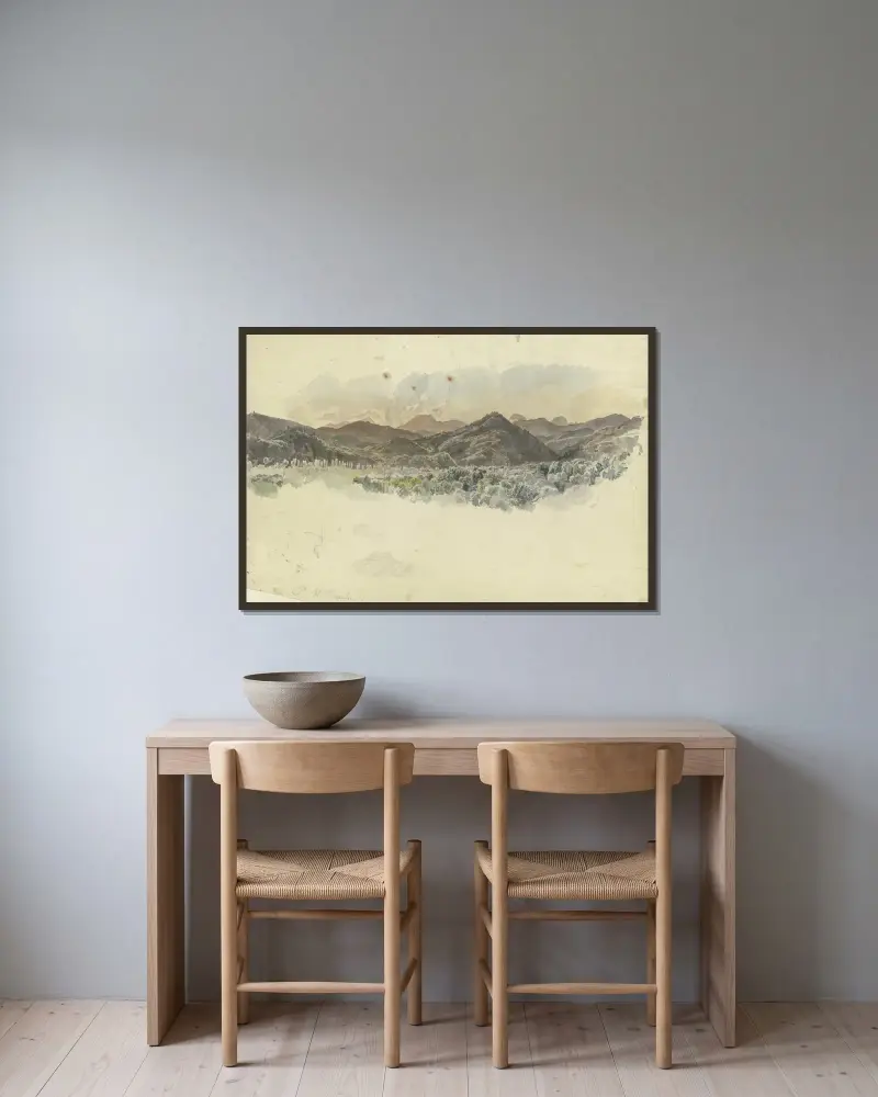 Berglandschaft in Oberitalien av Johann Nepomuk Rauch inramad på en vägg