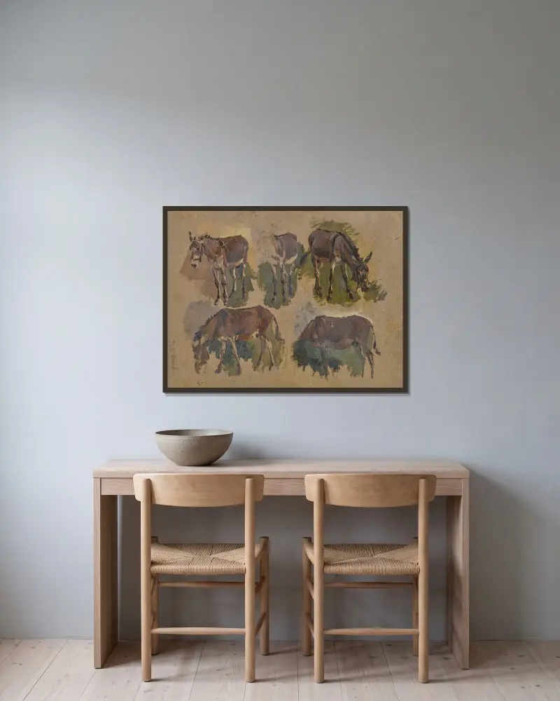 Five mules av Johann Nepomuk Rauch inramad på en vägg