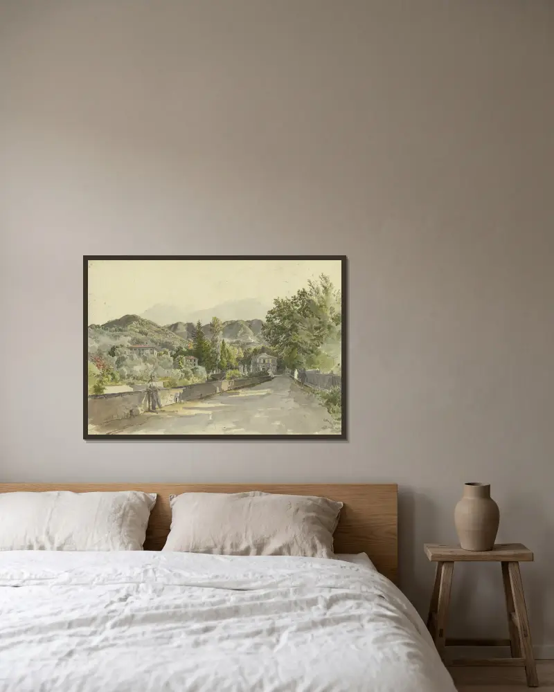 Eingang zur Villa des Markgrafen Luchesimi in Marglia Colla von Johann Nepomuk Rauch gerahmt an einer Wand
