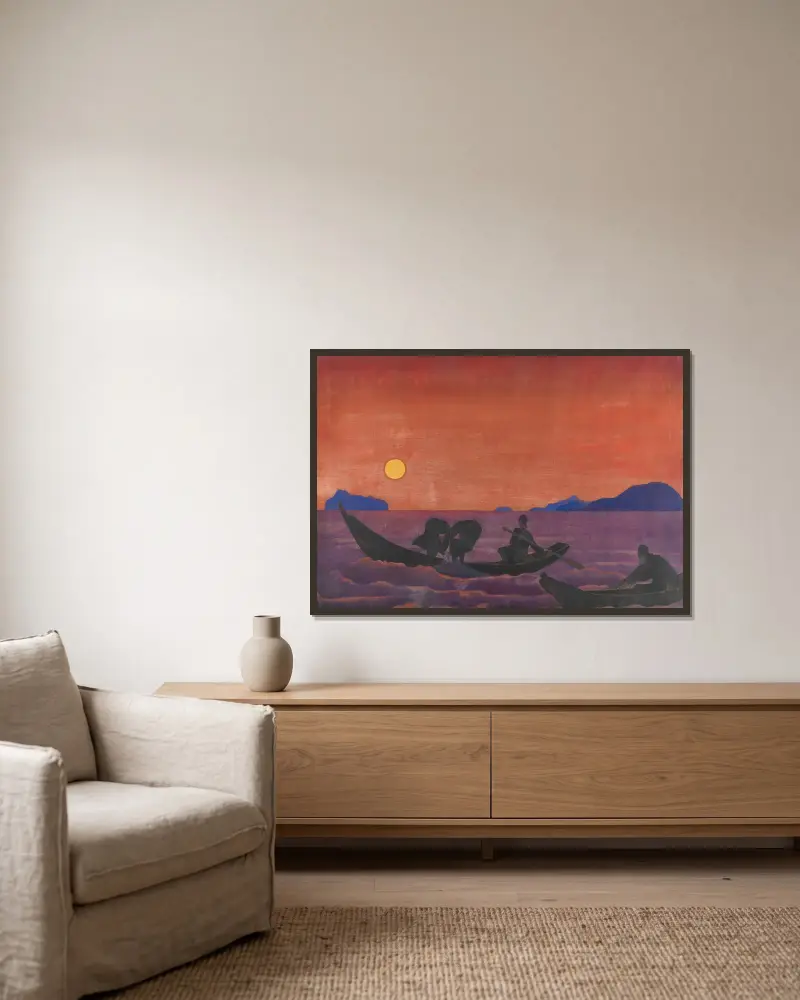 Och vi fortsätter att fiska. Ur serien Sancta av Nicholas Roerich inramad på en vägg