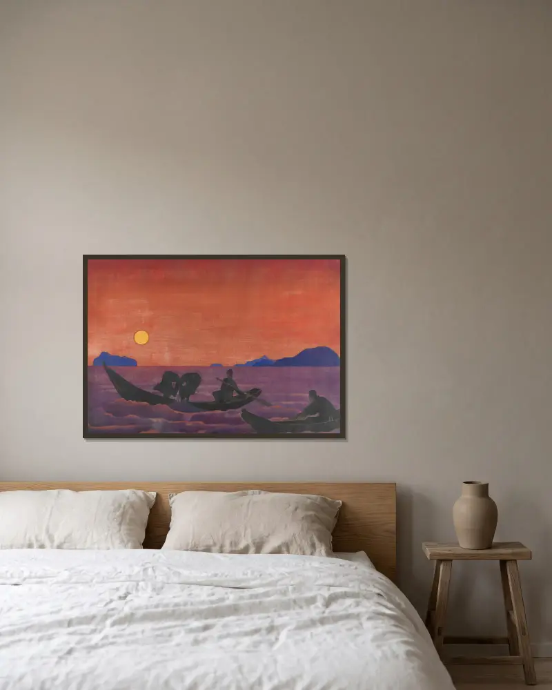 Och vi fortsätter att fiska. Ur serien Sancta av Nicholas Roerich inramad på en vägg