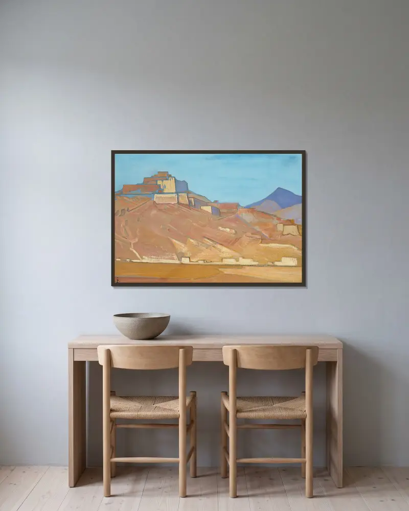 Sanctuaries and Citadels av Nicholas Roerich inramad på en vägg